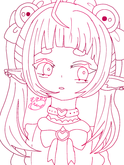 エルフの女の子（ぬりえ）