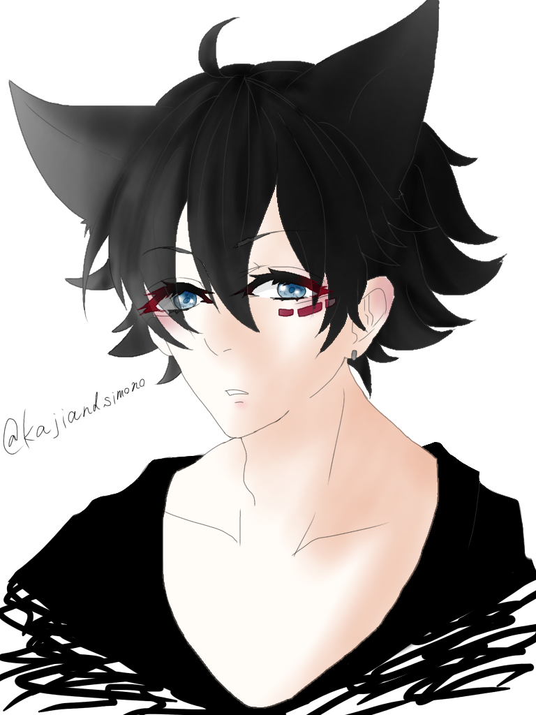 ふぁるこ　手描きイラスト　ドローイング　猫+男の子　オリジナル 1f7481e063c081997b0c805d68a1ad