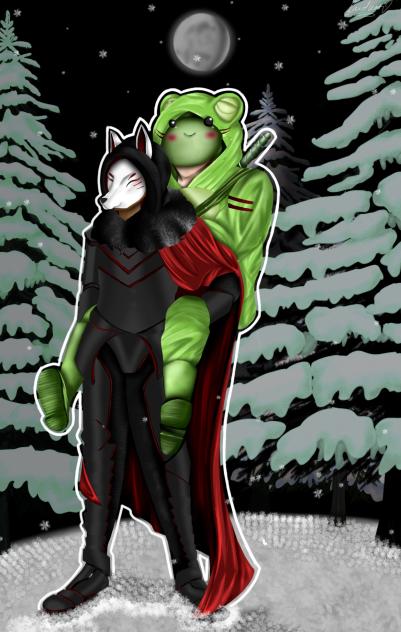 Kitsune and Itsba ocs drawing