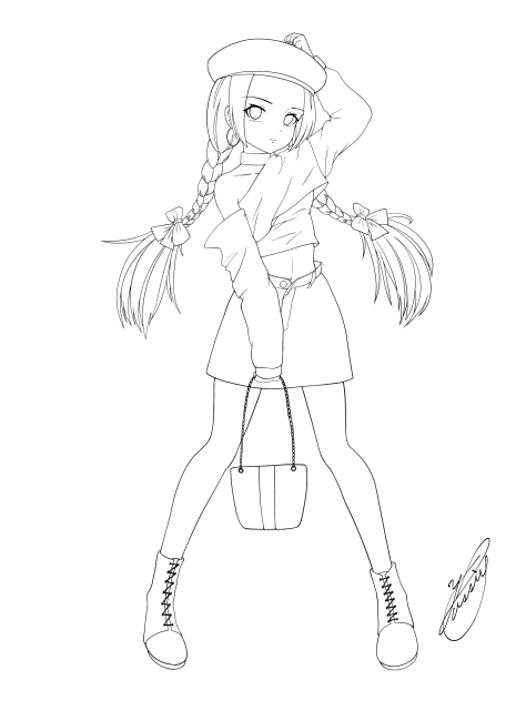 Adult girl（線画）