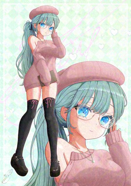 オフショルニットミニワンピ