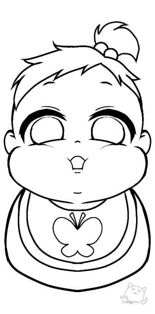 ほっぺをムニッ  線画