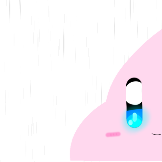雨の中にいるカービィ