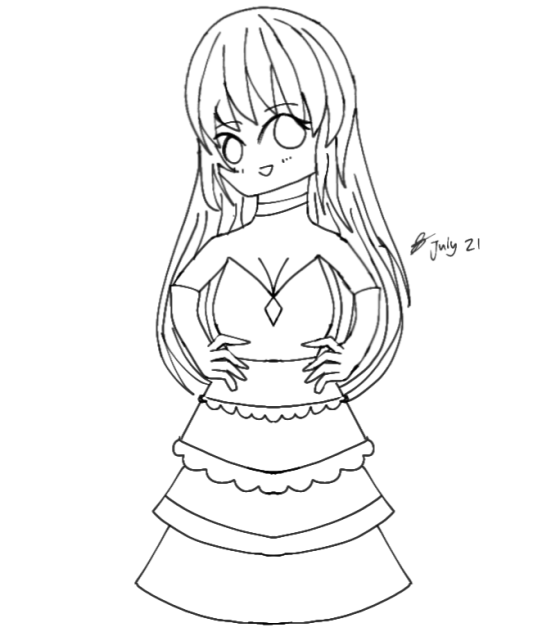 A Special dress at the prom Lineart