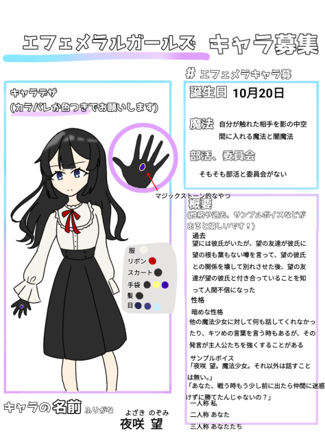 エフェメラルキャラ募集参加！