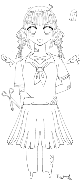 壊れたお人形（線画）