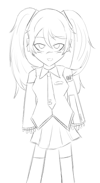 フリー線画！　初音ミク