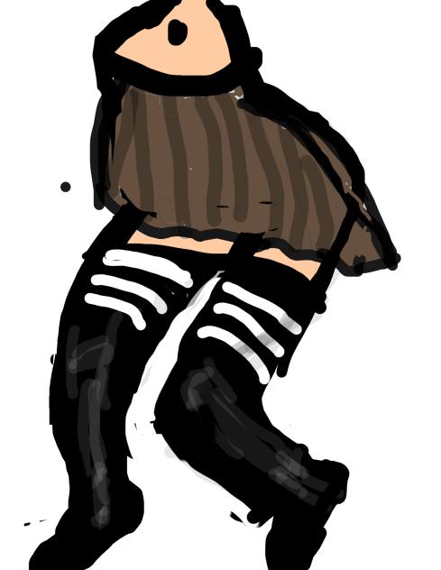 Skirt and black stockings. Hert