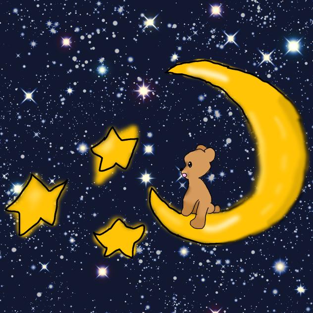 Teddy bear looking at the stars