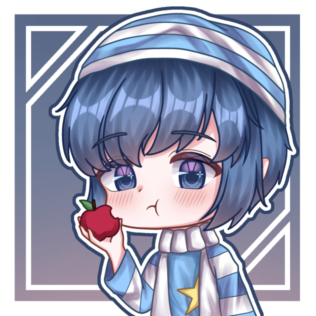 blue boy who likes apple - ibisPaint