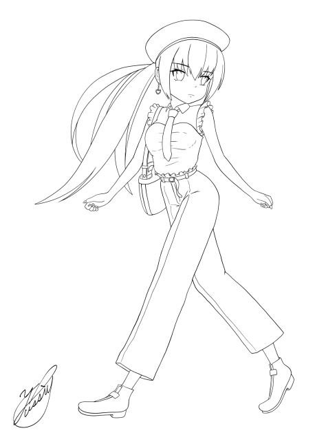 Strolling around town（線画）