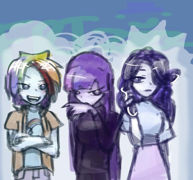 rainbow dash, twilight, and rarity