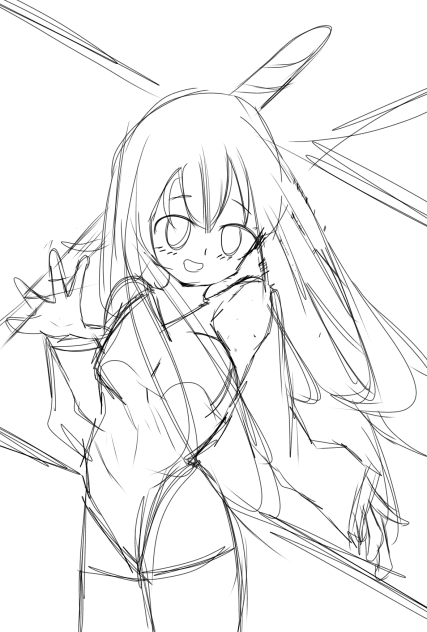 Anime sketch girl bread bat