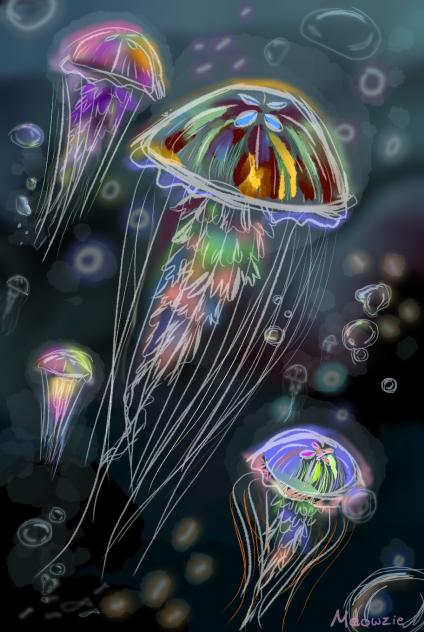 Bioluminescent rainbow jellyfish - ibisPaint
