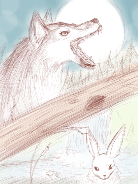a wolf and a bunny