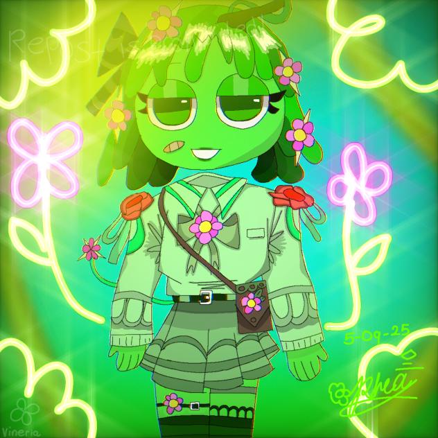 Vineria in a cute outfit 💚🌺