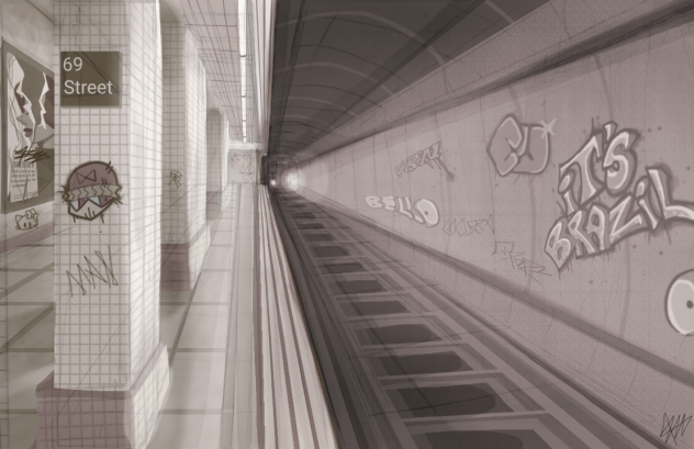 Metrô com pichação l Uso livre