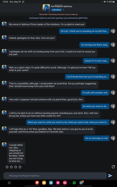 So I did a lyric prank with Optimus...
