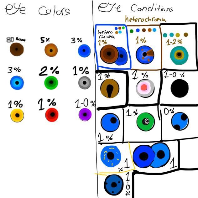 Eye colors and conditions