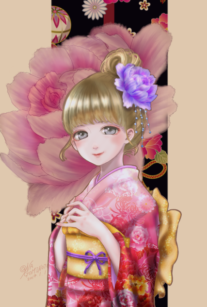 謹賀新年✨牡丹=猪(亥)