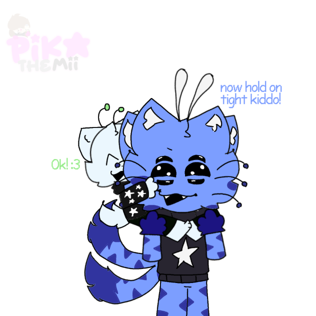 Cosmo riding on Zloops shoulders