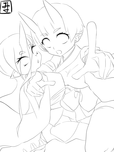 Fire and Ice line art