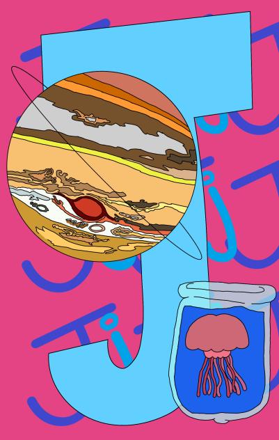 Letter J for Jupiter and jellyfish