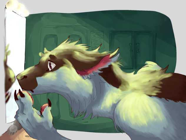 V beast form, mirror