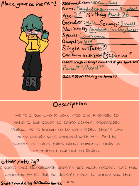Character sheet - Bangladesh