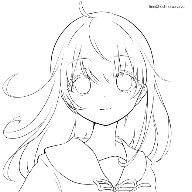 月を見上げて(ぬりえ)