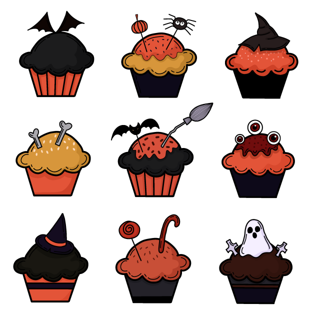 HALLOWEEN CUPCAKES COLORED