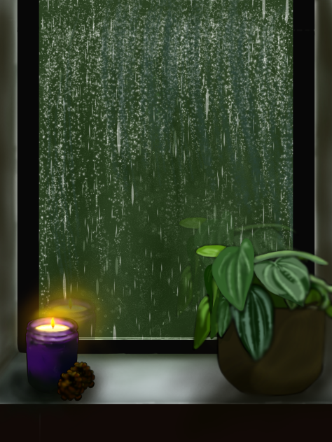 raining in the window - ibisPaint