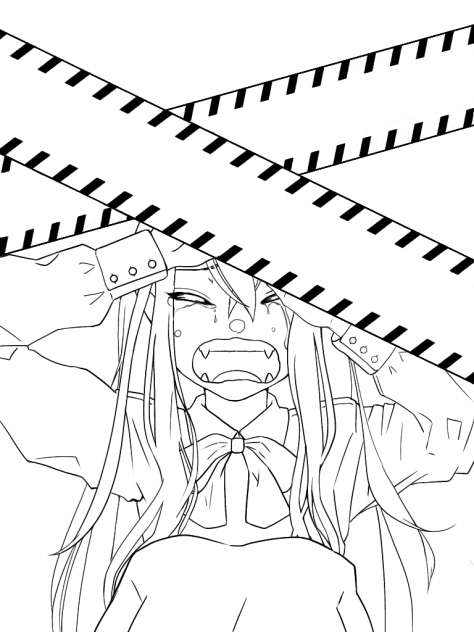 線画　ギャン泣き