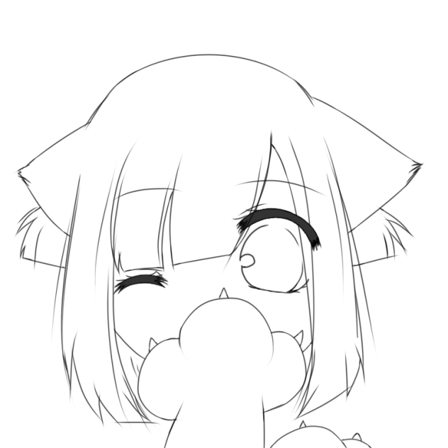 ニャーの日線画(塗り絵用)