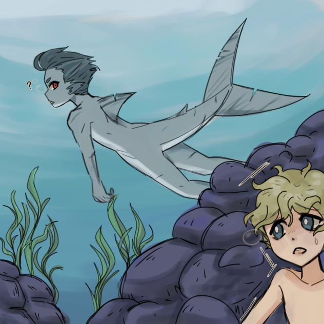 Little merman meet shark