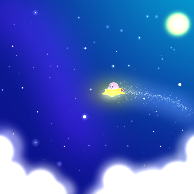 夜、雲、そしてカービィ