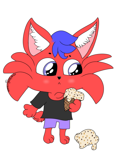 Red And Blue Cat With Ice Cream