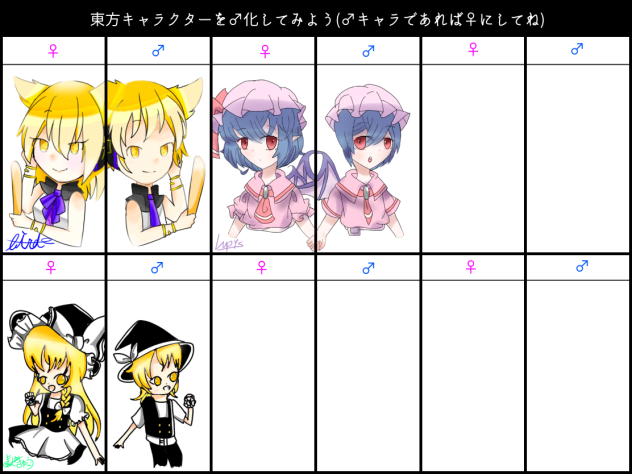 東方キャラクターを♂化してみよう合作