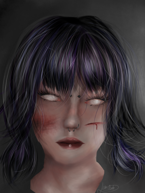 Cute girl in horror style