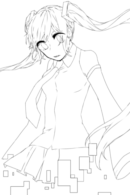 ミクさん線画