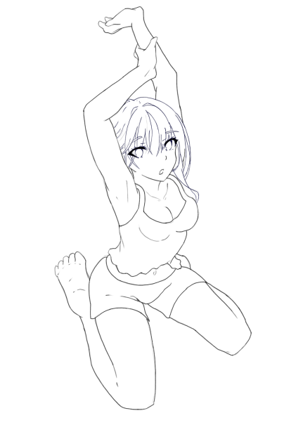 【線画】夏日の夜明け