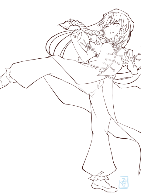 めいりん回し蹴り　ぬりえ