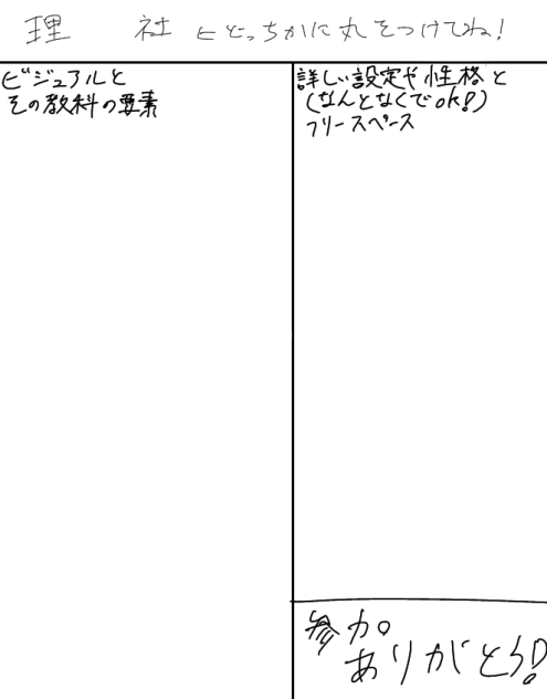 キャラ募集！！