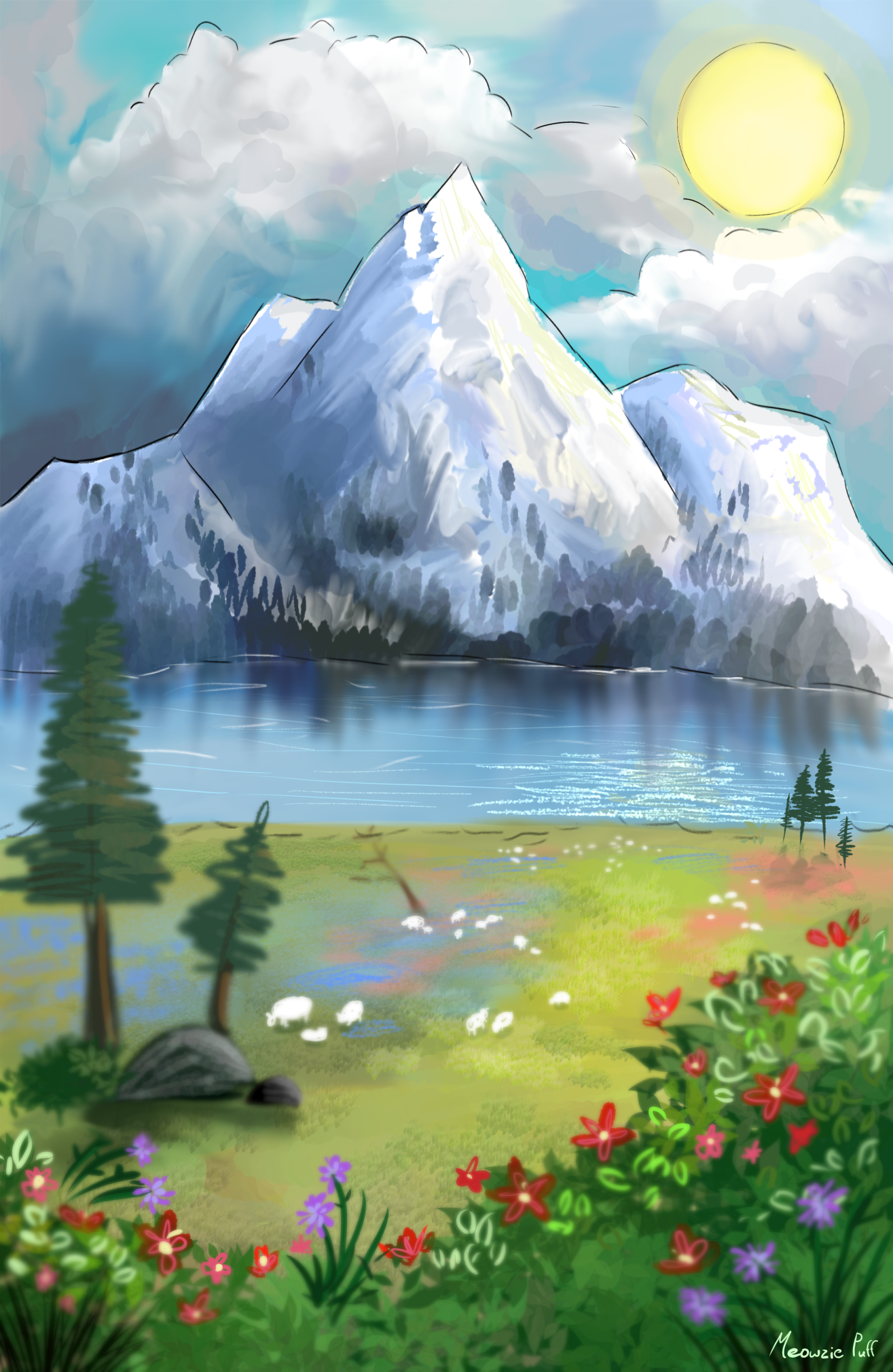 Mountains and plains - ibisPaint