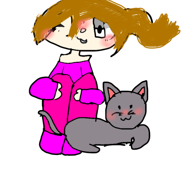 girl and cat
