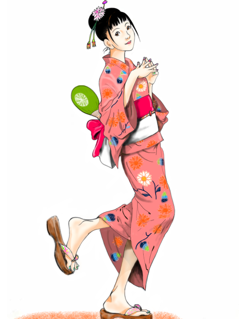 ぬり絵〜浴衣姿