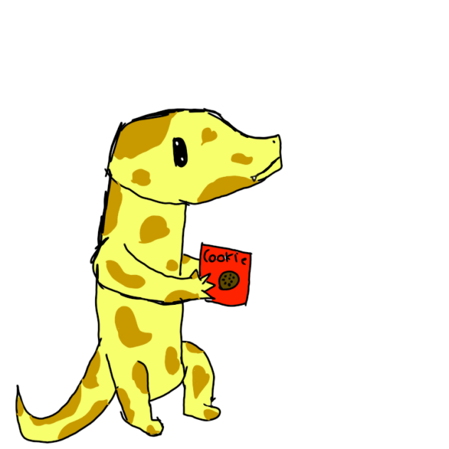un lagarto con unas galletas