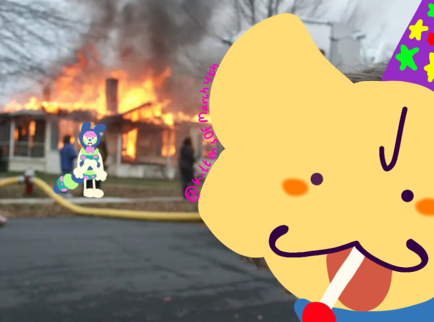 poob sets pilbys house on fire