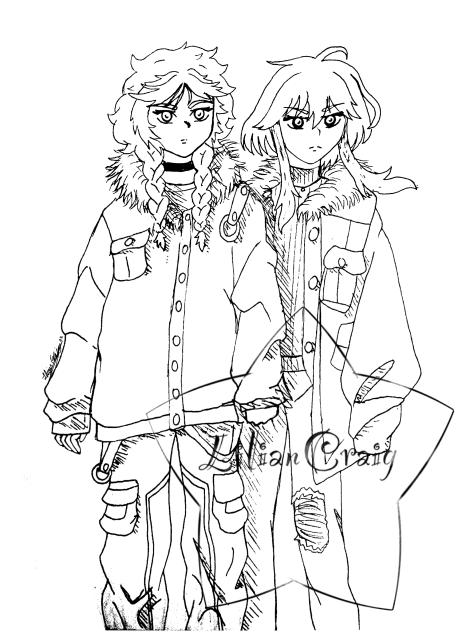 Wolf and German Shepard coloring page