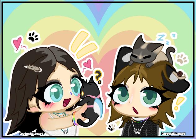 My gf and me 🌈💕 (and her 2 cats)